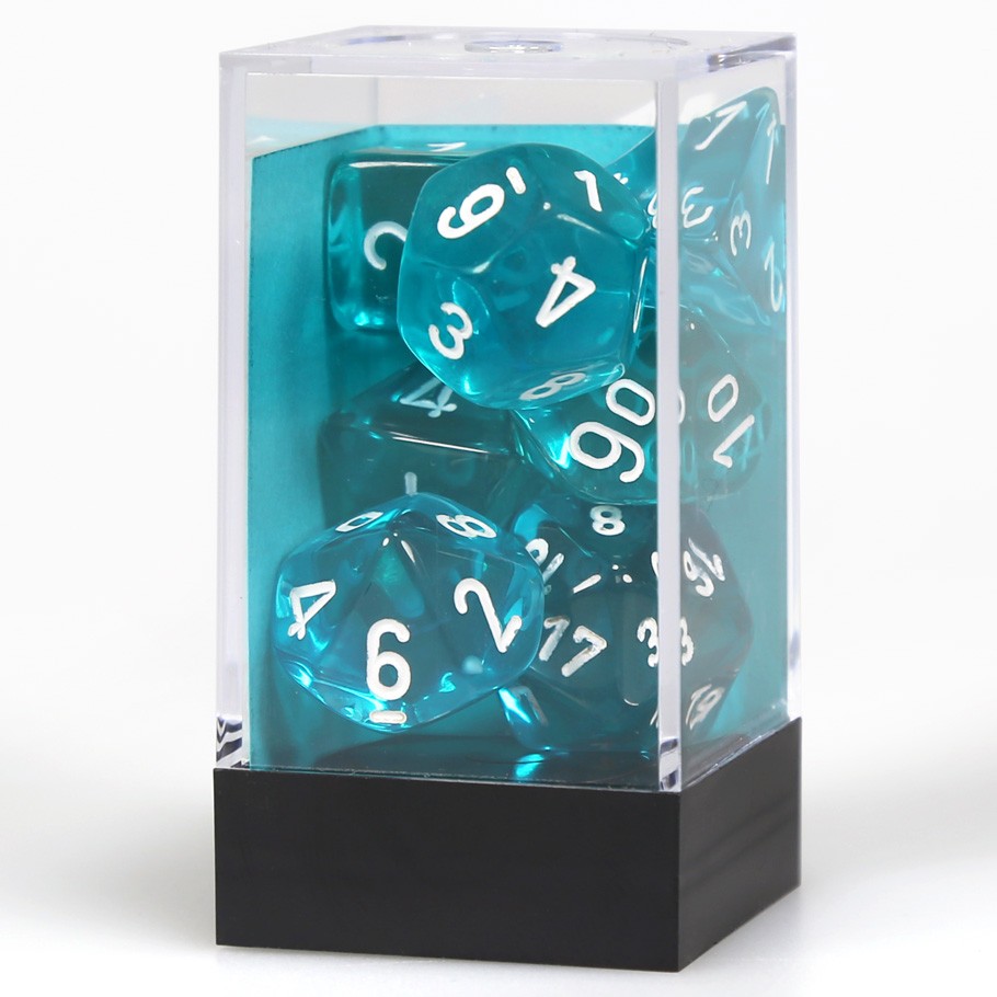 white on teal dice 7 set