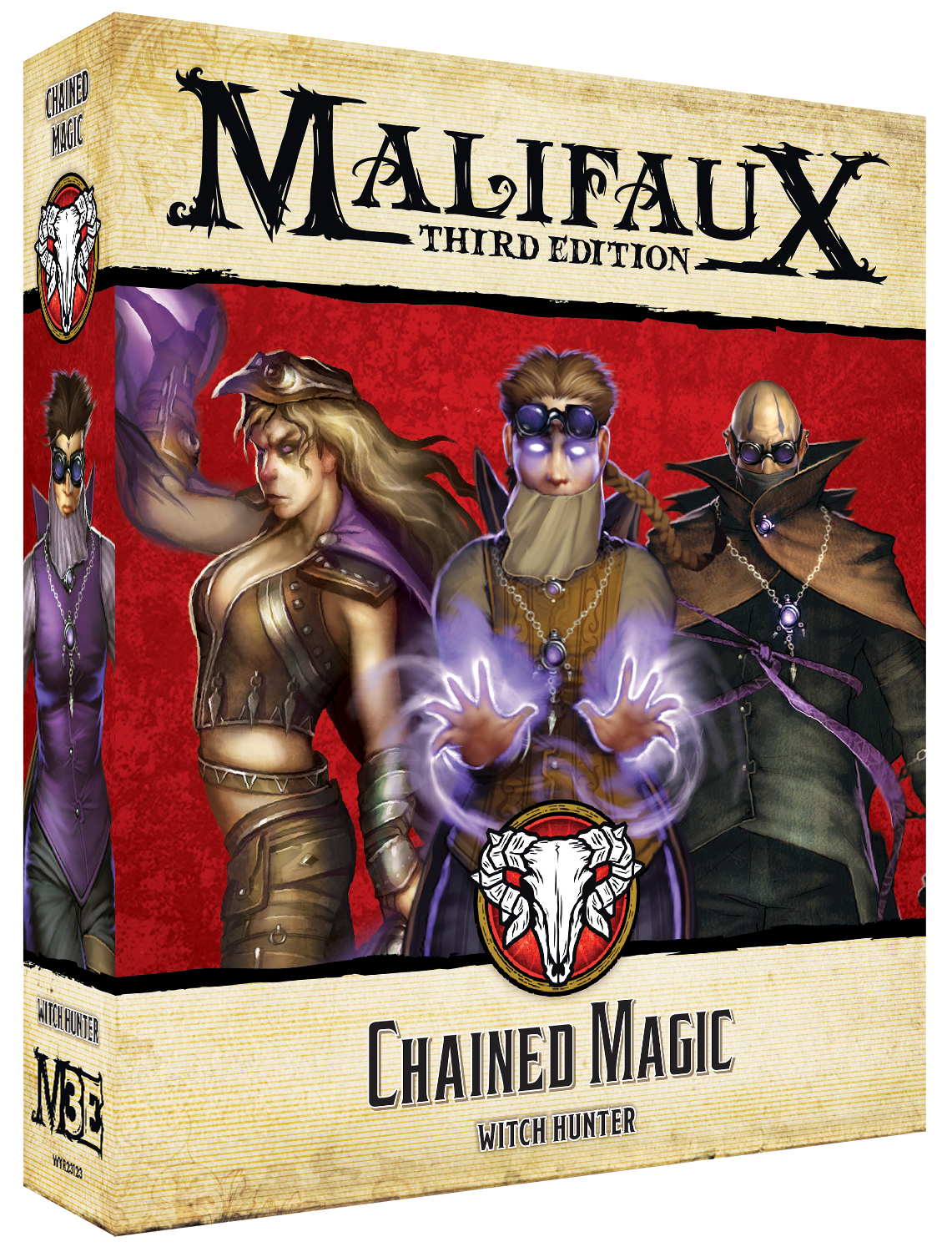 chained magic front of box
