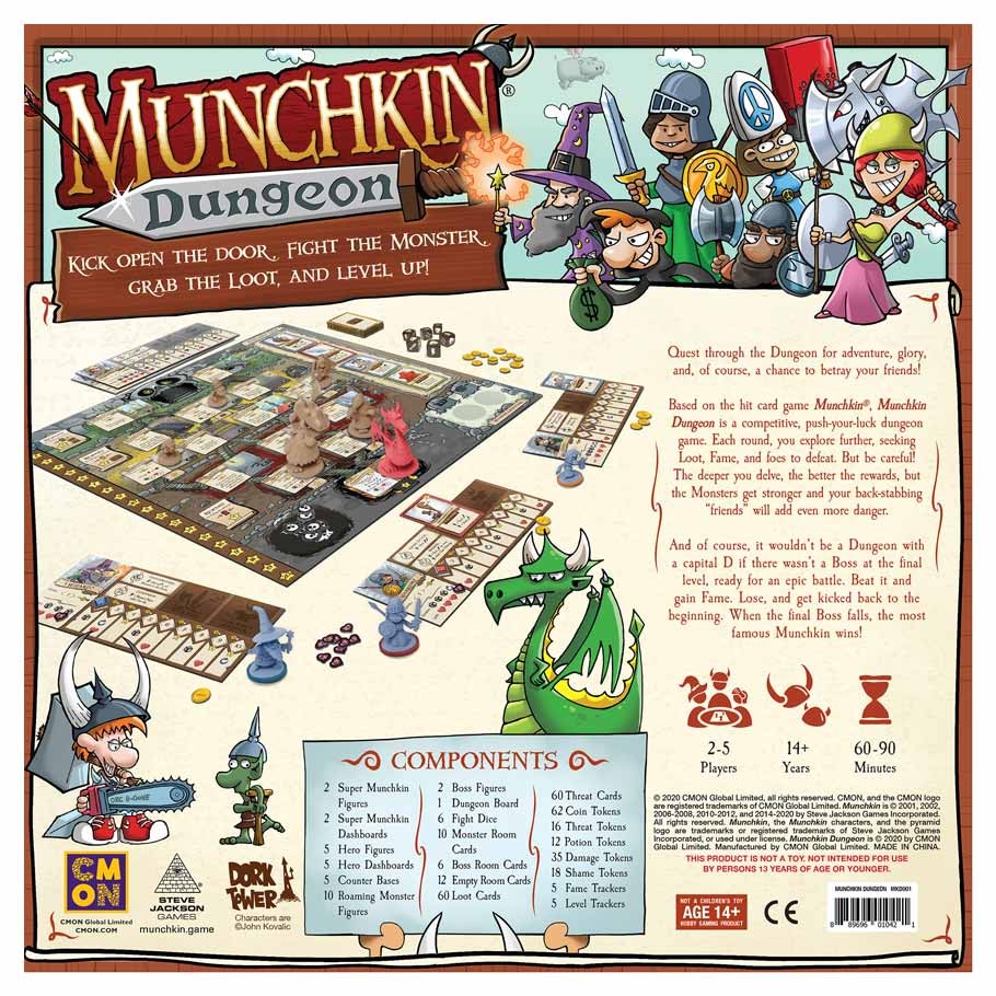 Munchkin Dungeon Back of Box