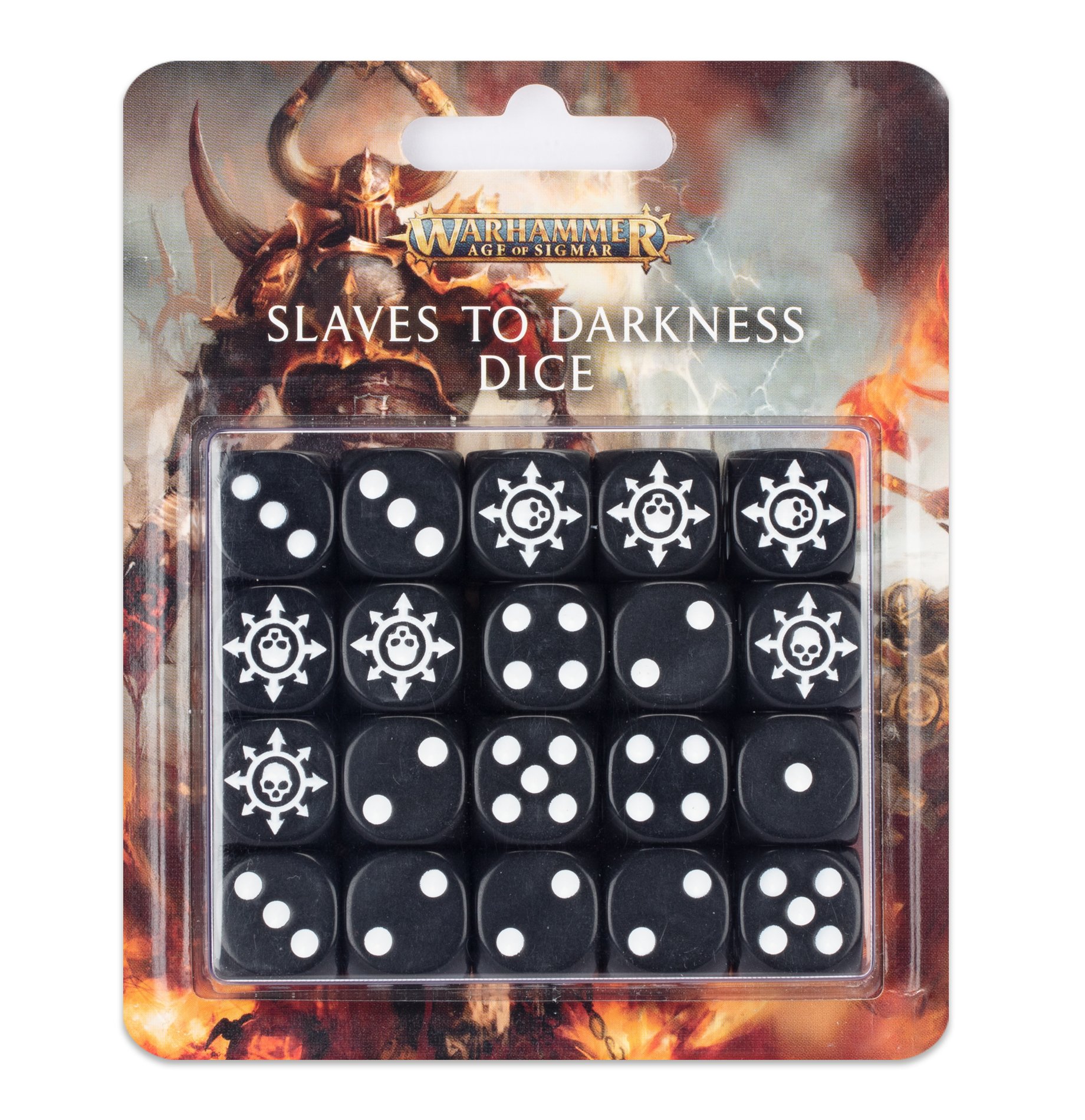 black dice with white symbol