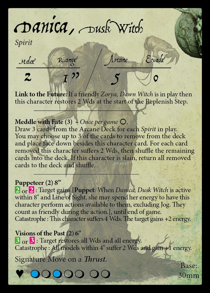 Statistics card for danica the dusk withc