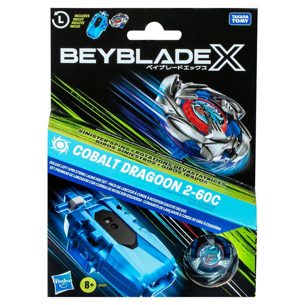 Beyblade X Cobalt Dragoon Blue launcher and top packaging