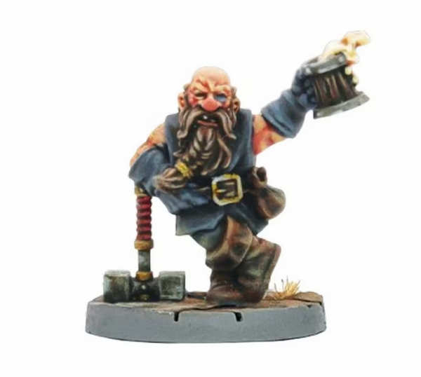 Dwarf with hammer and beverage