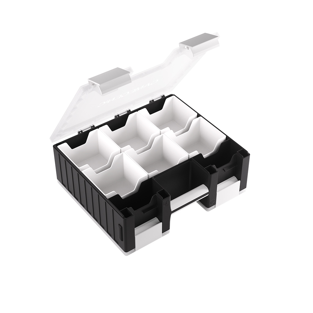 Open black and white game castle organizer