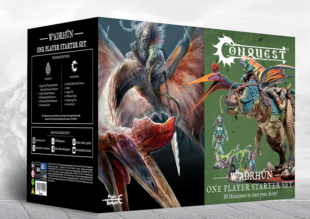 Front of box featuring art of ork riding Pteranodon and image of painted Pteranodon, t-rex, and group of small raptors