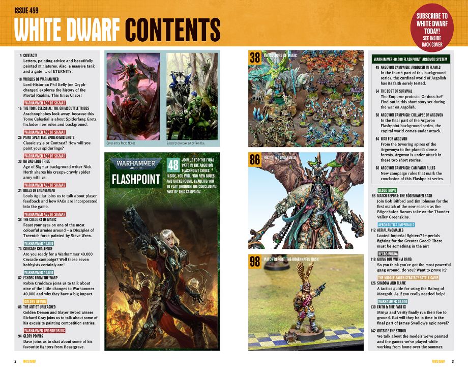 Table of Contents for White Dwarf Issue 459