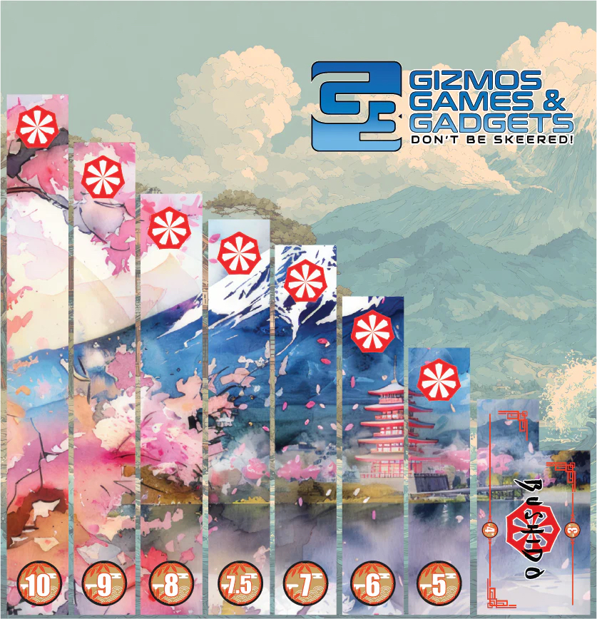 acrylic rulers set printed with watercolor style art of mt fuji surrounded by cherry trees