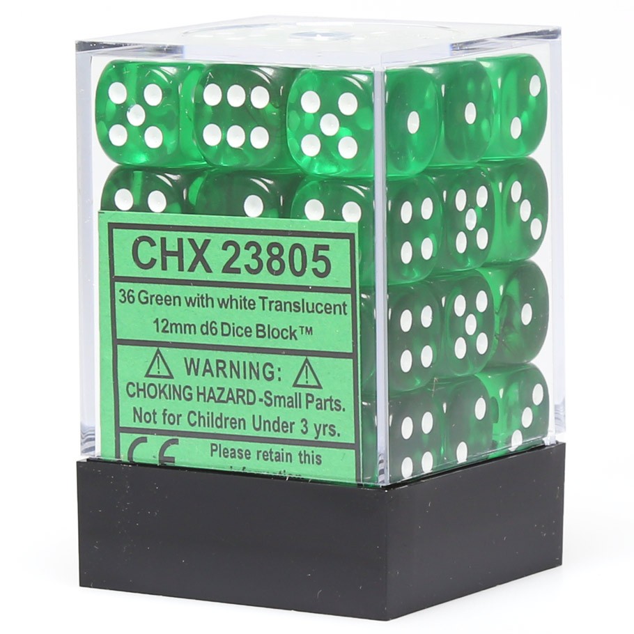 Green and White Dice in Box