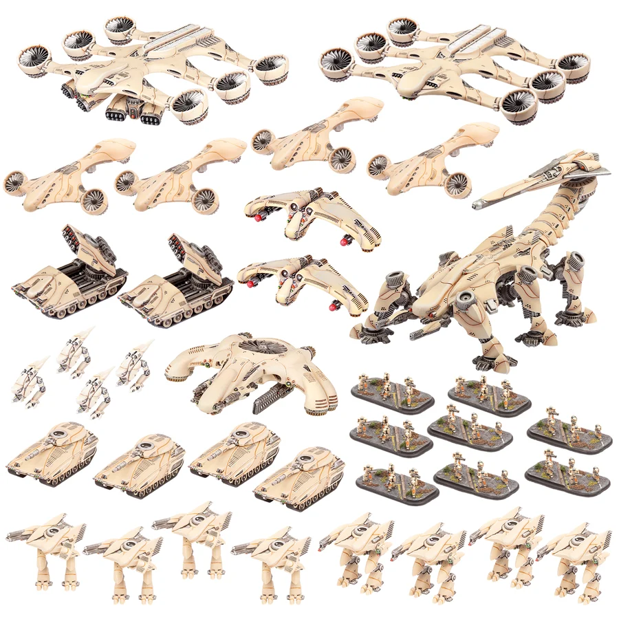 army of painted silver and ivory miniatures