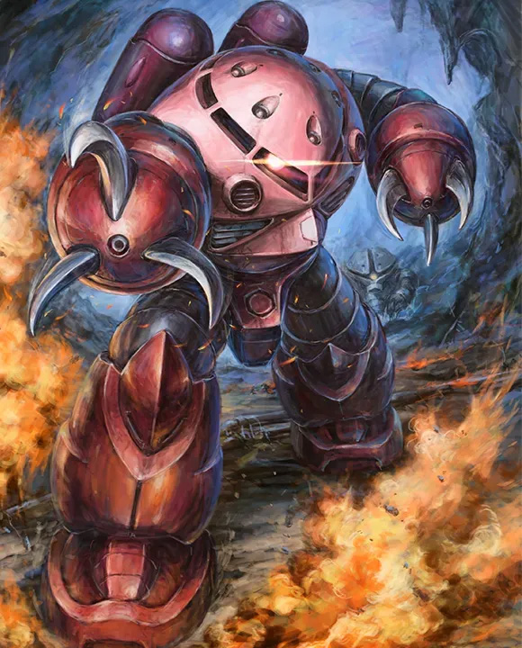 artist rendition of red z'gok mobile suit
