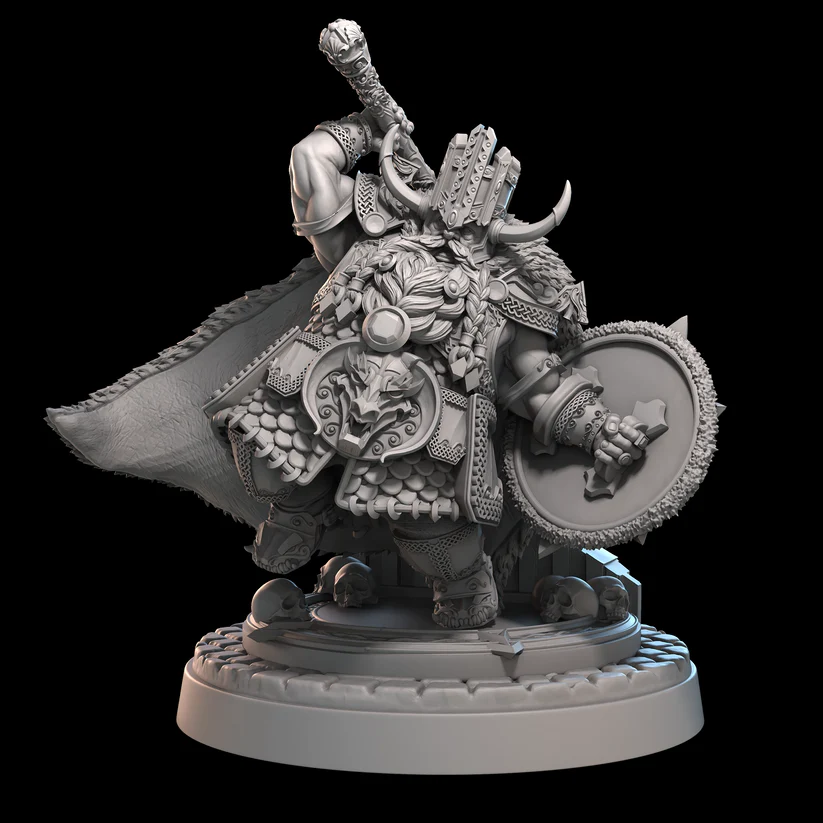 asbrand dwarf with axe and shield model render