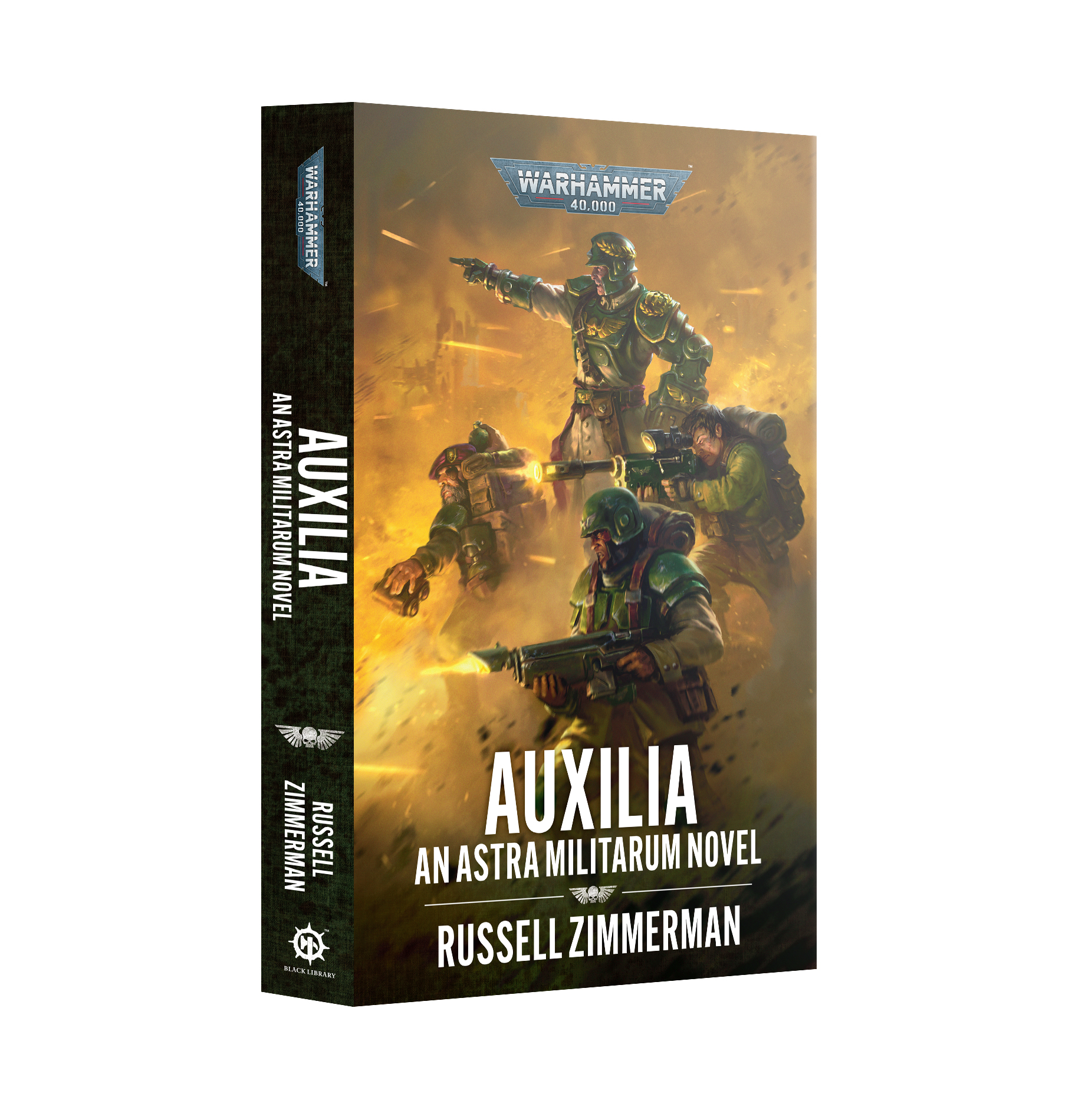 book cover featuring three rifle wielding soldiers and a commander standing above them pointing into the distance