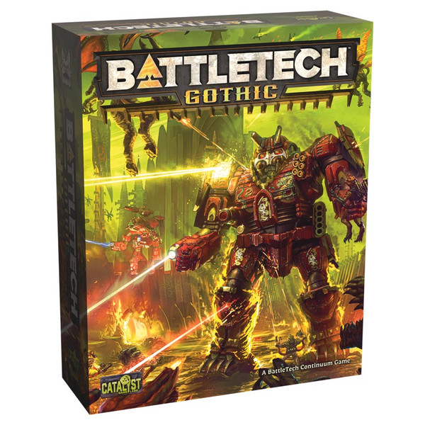 battle tech gothic front of box featuring red mech
