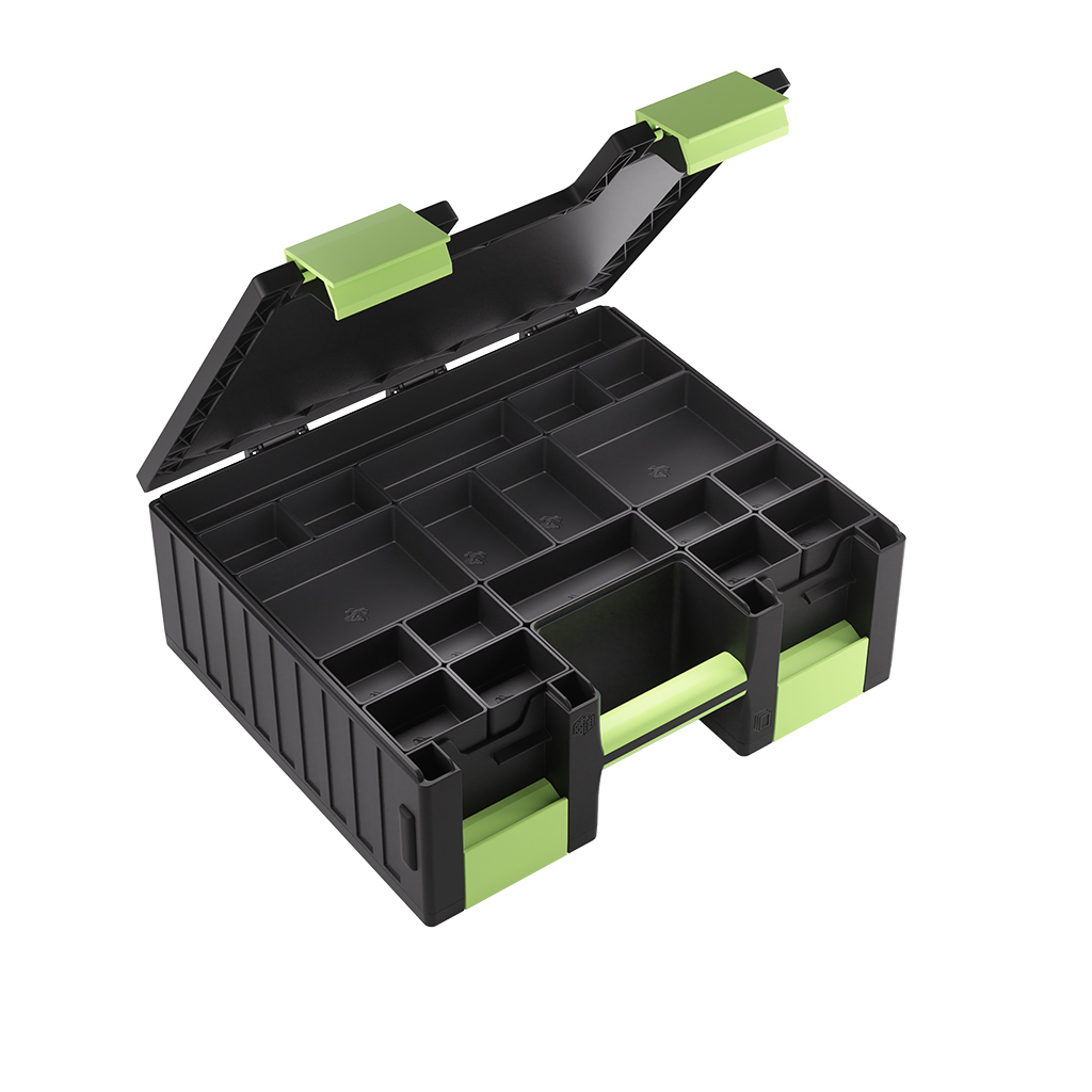 black and green game castle organizer