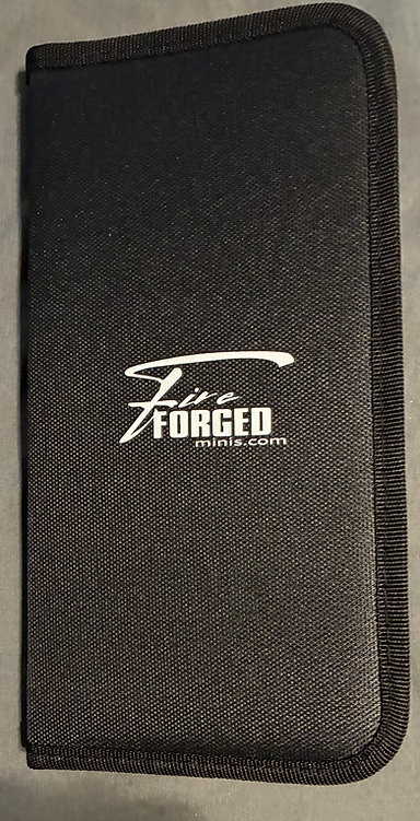 black brush case with text fire forged minis dot com