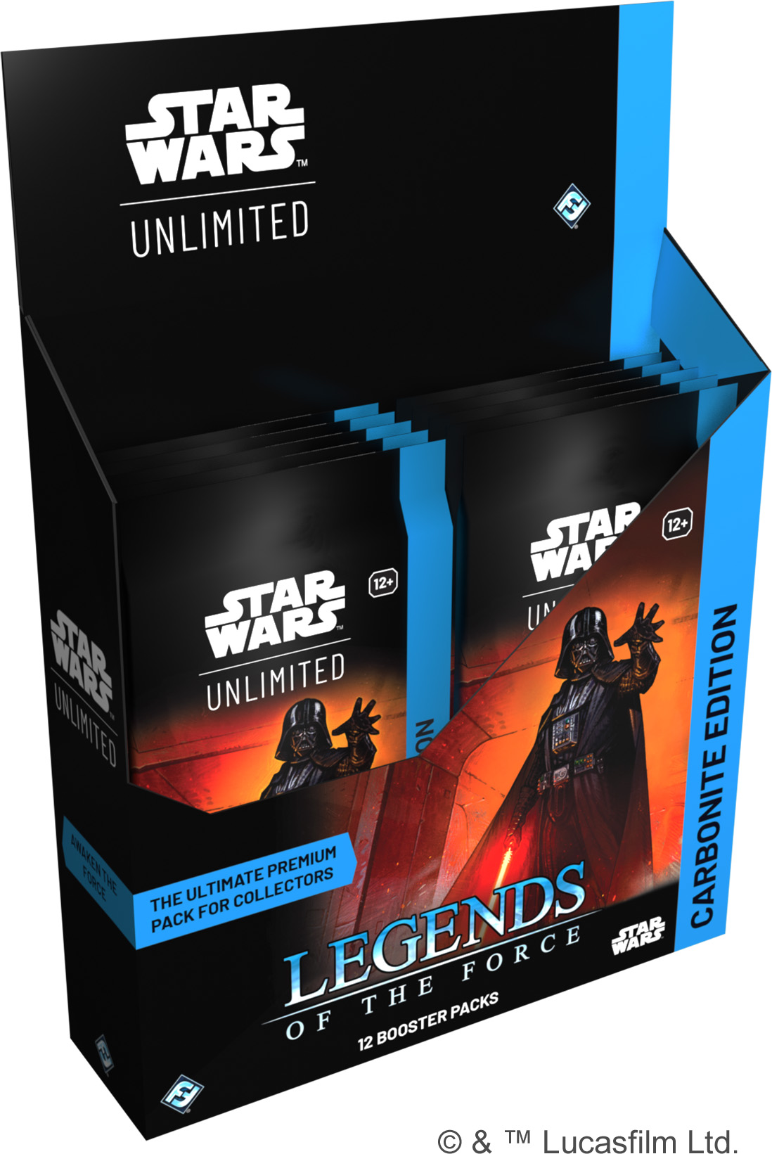 blue and black legends of the force carbonite booster display