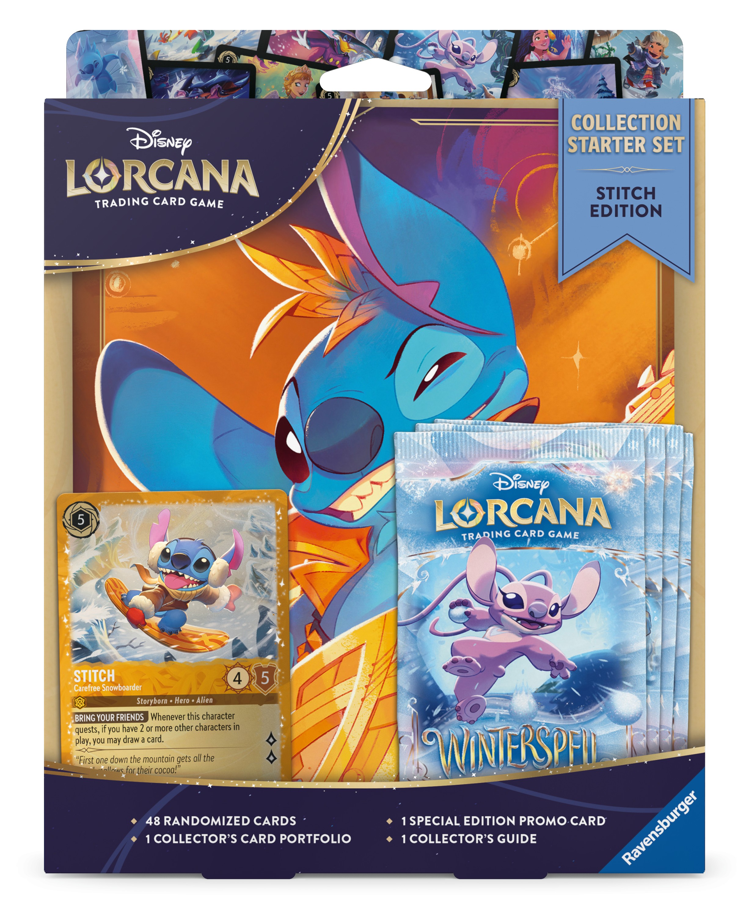 box featuring art of stitch, stitch promo, and card packs