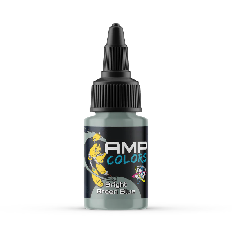 bright green blue paint bottle