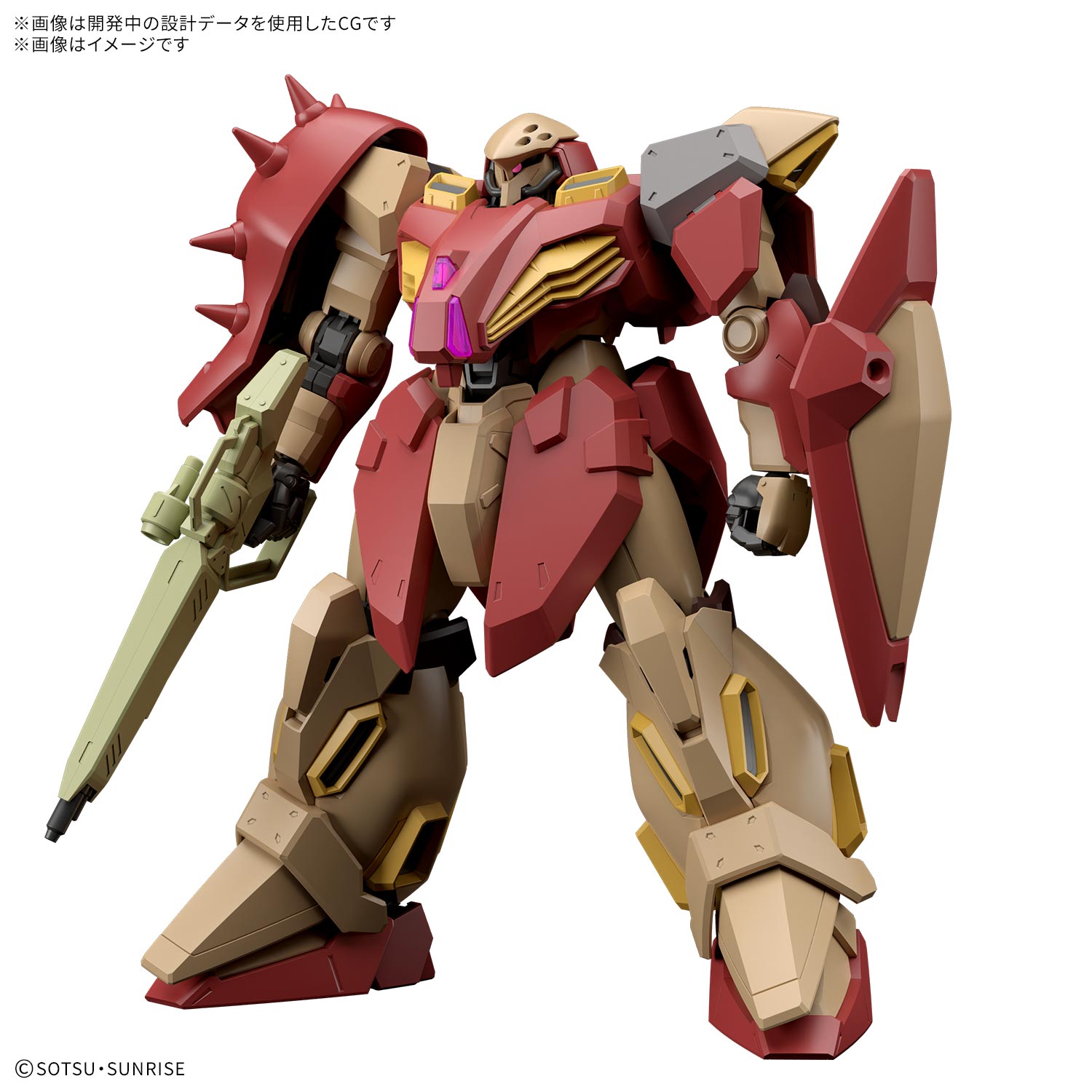 brown and red built mobile suit model