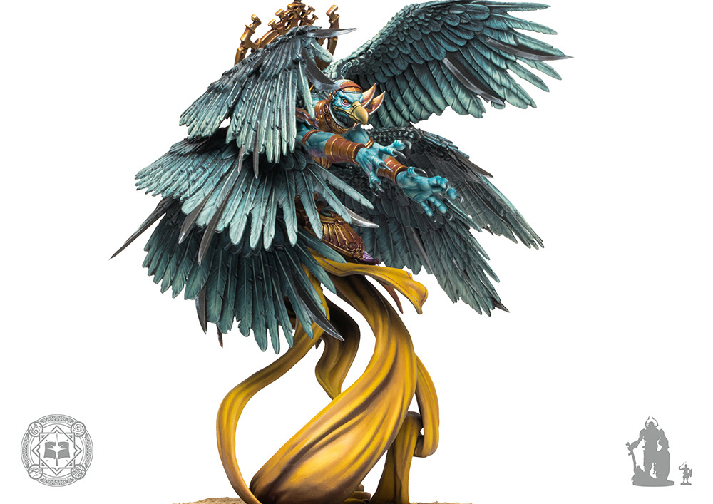 chandavat painted miniature of seix winged bird creature