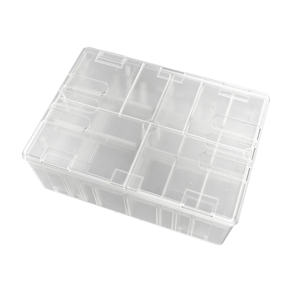 clear plastic toolbox with two layers and lid