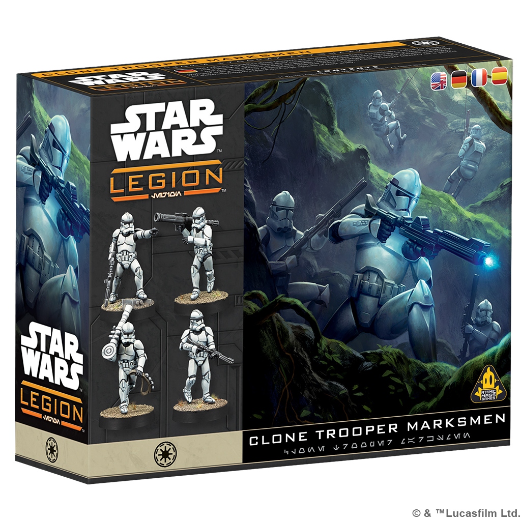 clone trooper marksmen box with art of snipers and image of four painted miniatures