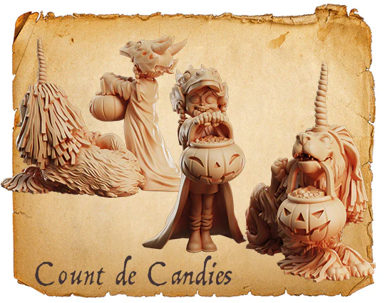 count de candies and his dog render front and back view
