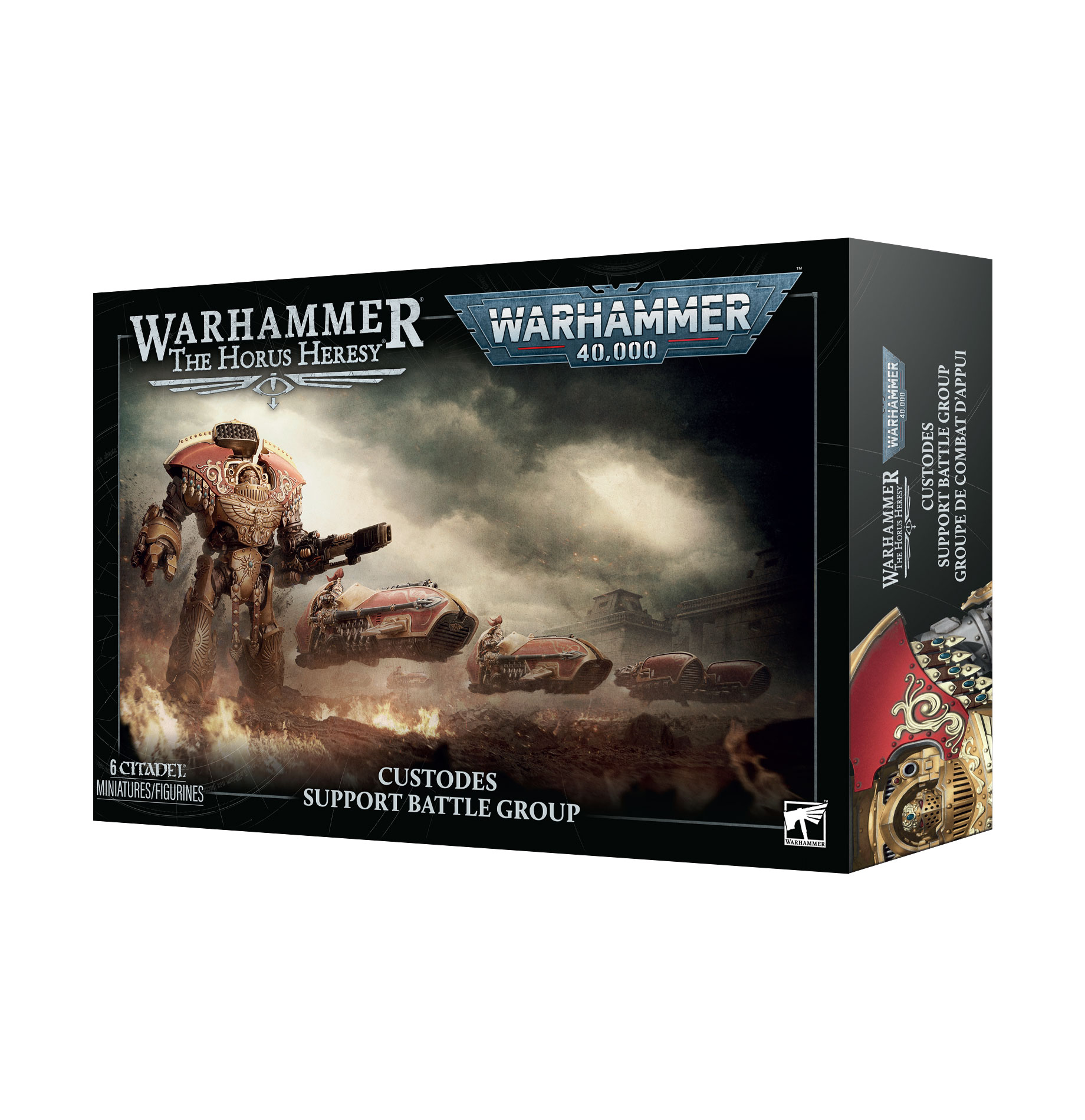 box art featuring a giant red and gold suit of armor and three hovering motorcycle sized vehicles