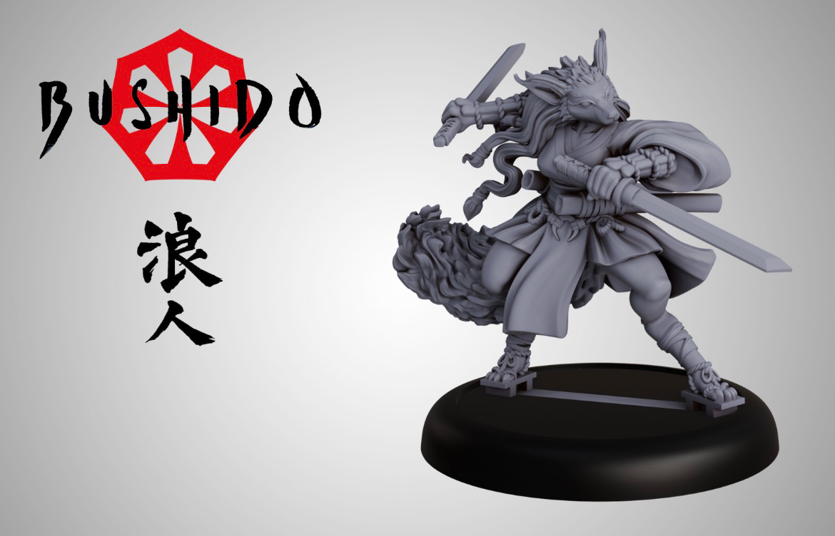 digital render of fox woman miniature