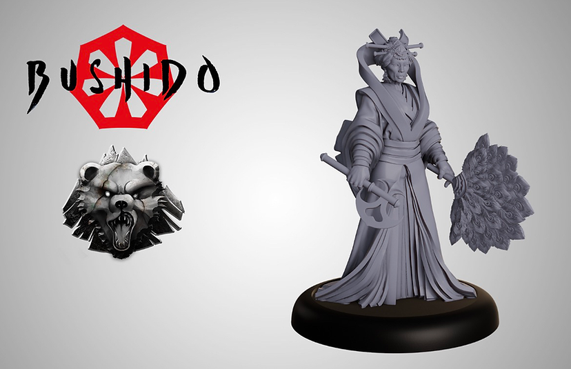 digital render of noble lady with peacock feather fan