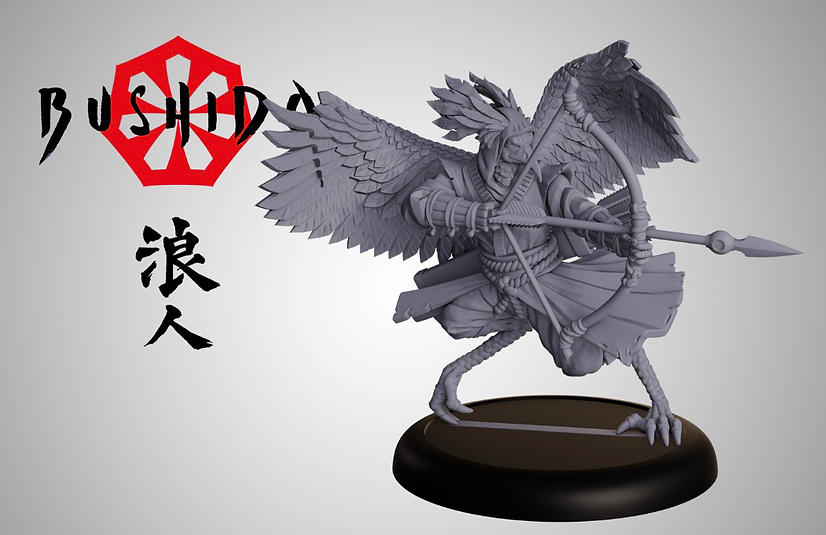 digital render of winged bird archer