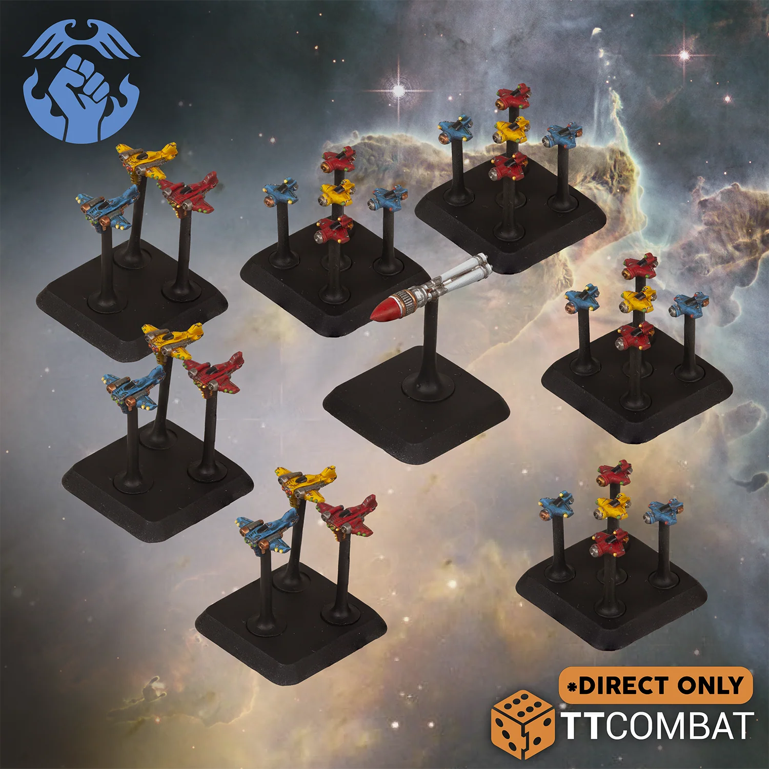 eight bases of painted resistance launch assets
