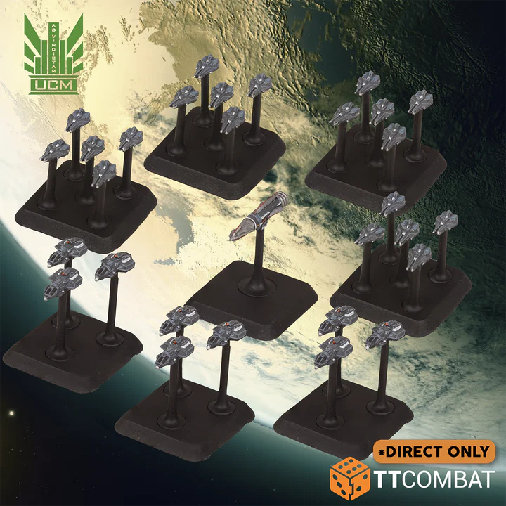 eight bases of painted ucm launch assets