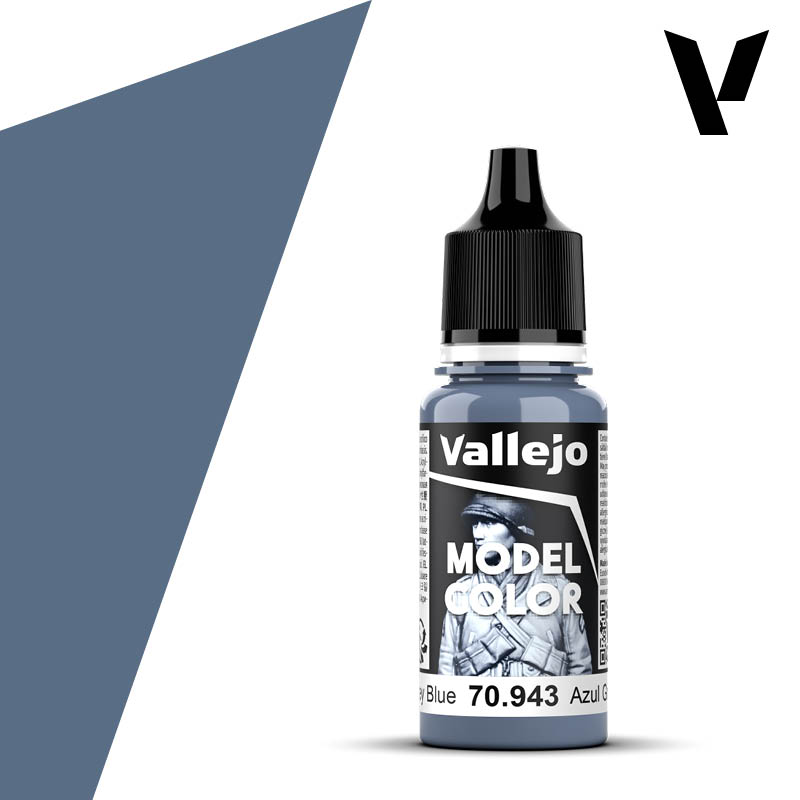 eighteen milliliter bottle of bluish grey paint
