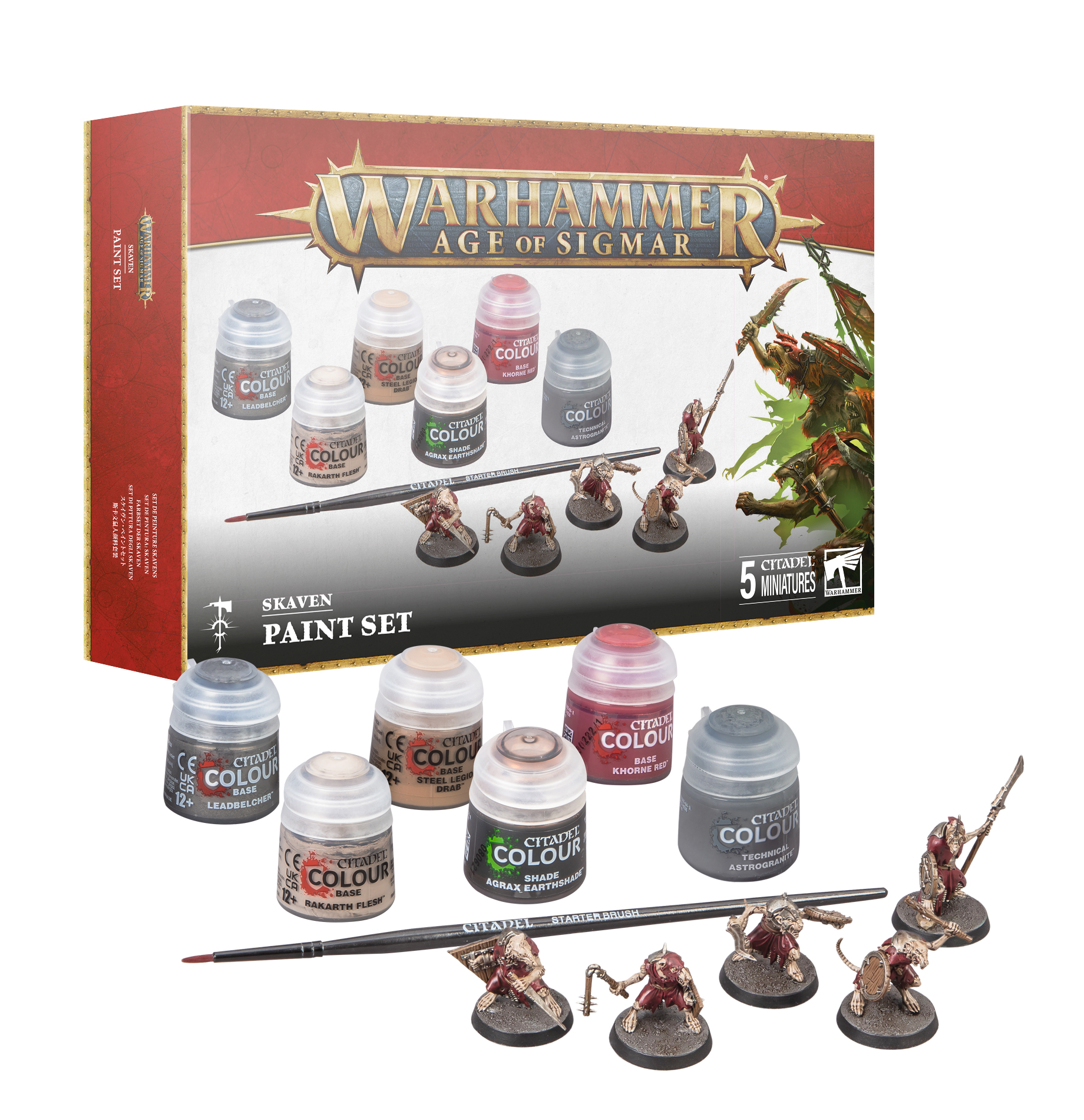 five assembled rat models and six paint pots
