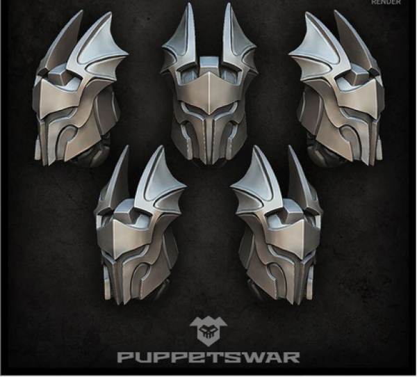 five helmets with bat wings