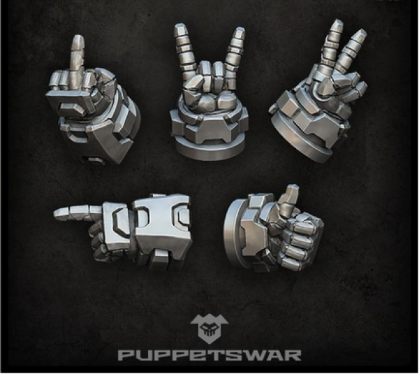 five left hands making various gestures