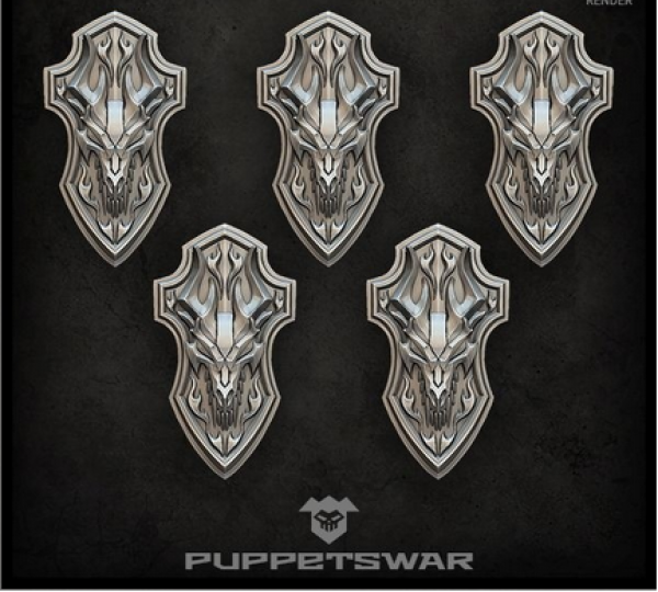 five long shields with dragon emblem
