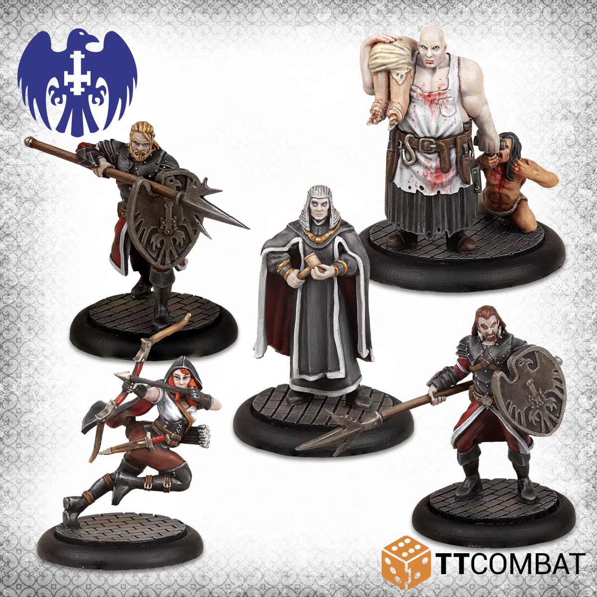 five painted vampire miniatures