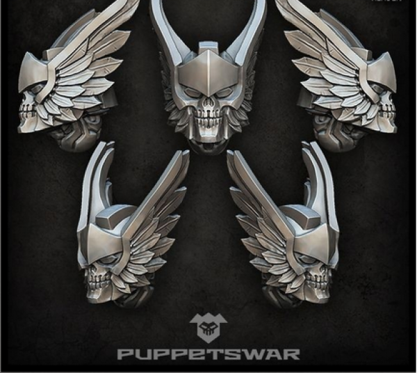 five skulls with winged helmets