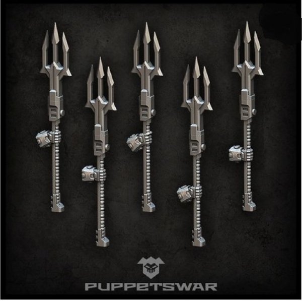 five tridents with attached hands
