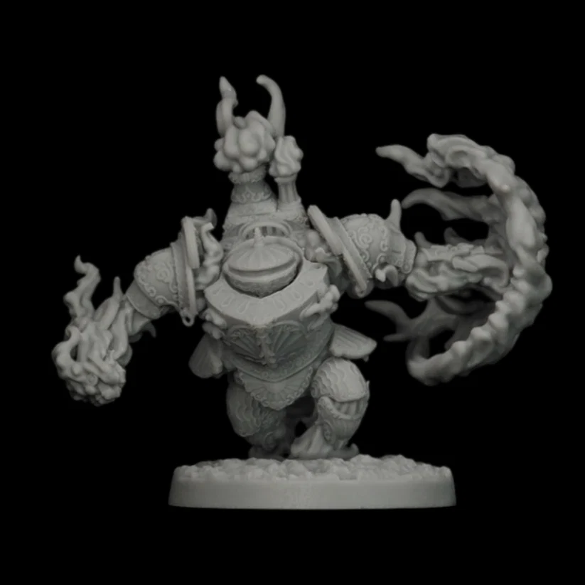 flame golem 3 d printed miniature
