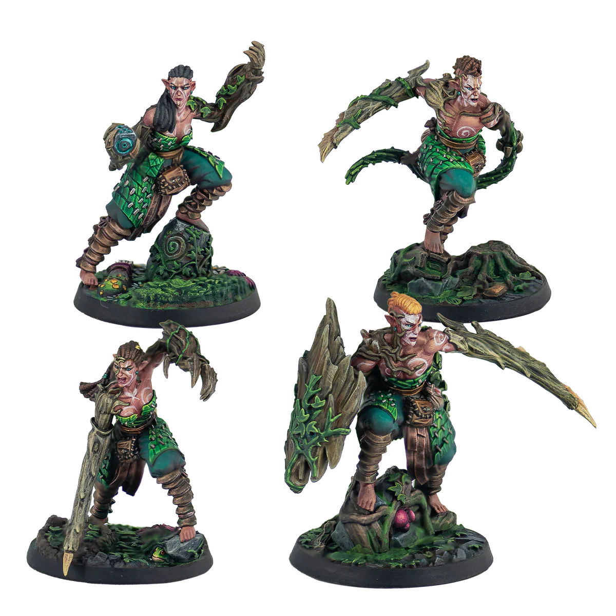 four painted forest druid elves