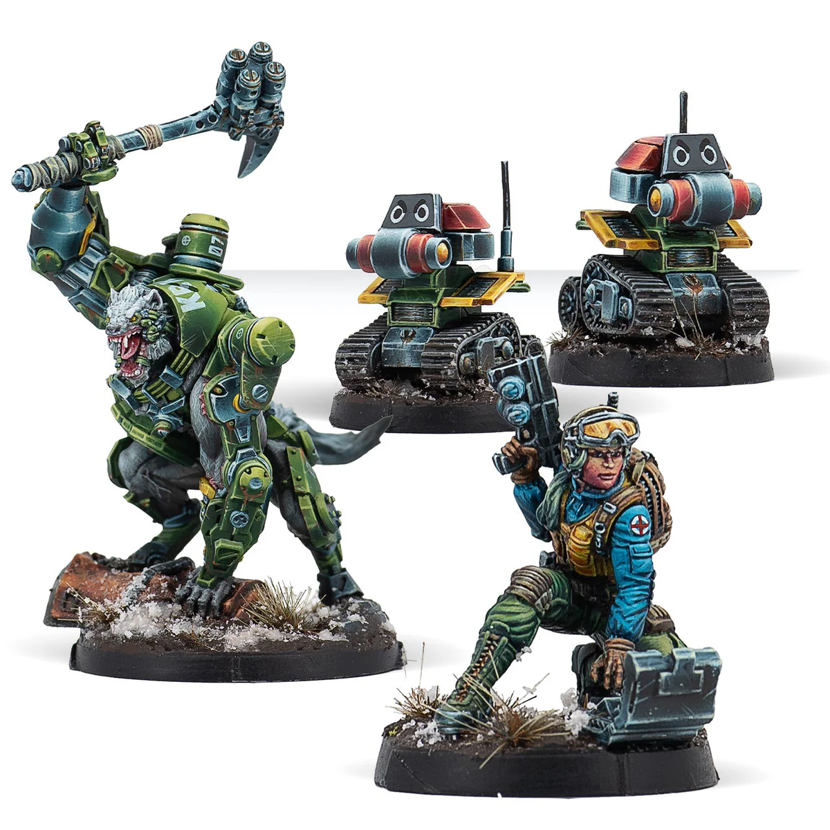 four painted models