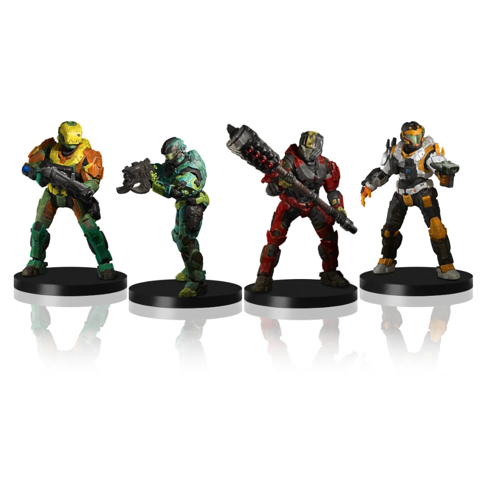 four painted spartan miniatures