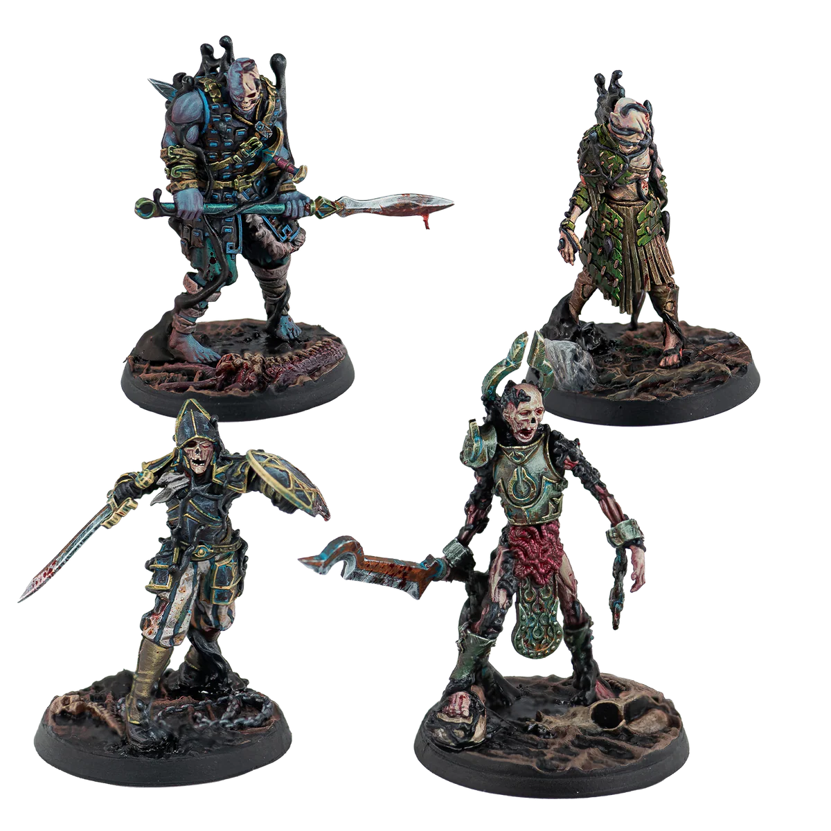 four painted undead miniatures