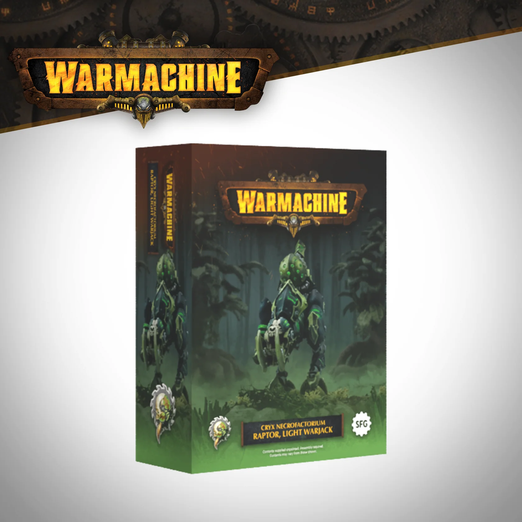 front of box featuring dog skull faced robot walker
