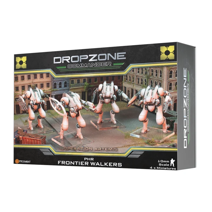 front of box featuring four white bipedal robots
