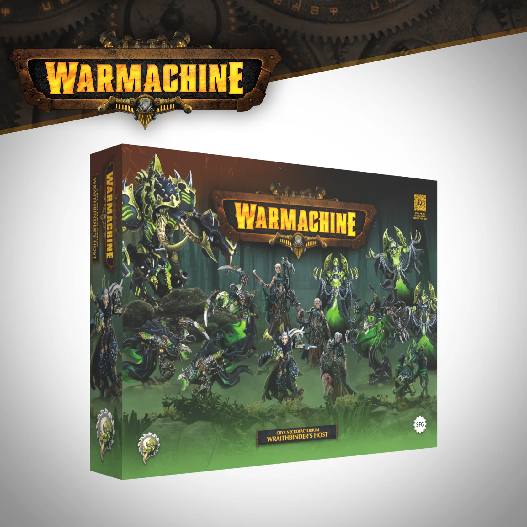 front of box featuring glowing green robots, liches, and cyborg zombies