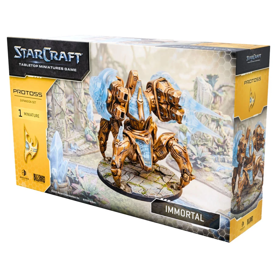front of box featuring golden walker robot